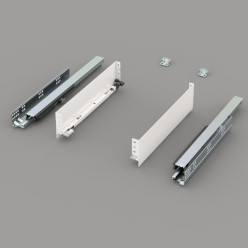 Kit de côtés de tiroir ultra mince blanc hauteur 90mm avec coulisses Soft-close capacité 40kg profondeur 450mm Pure-Pro / PCE