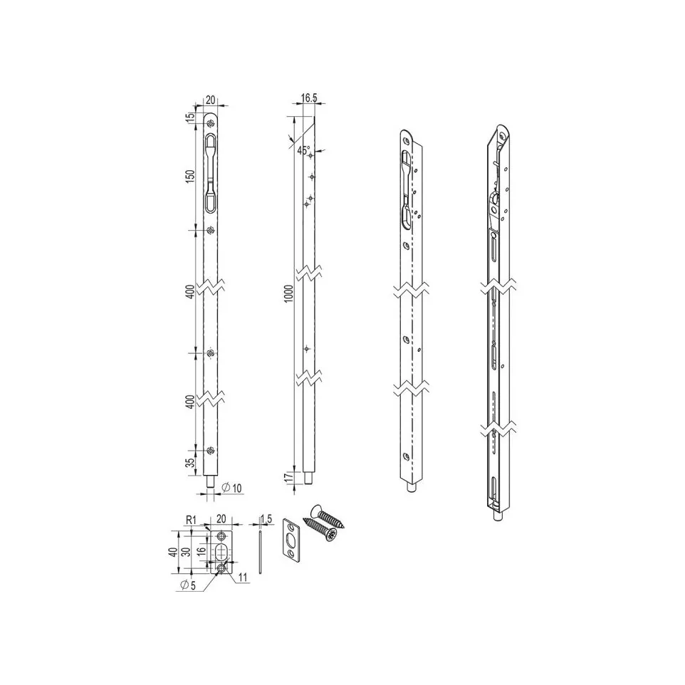 Verzonken knevelschroef 20/16,5/1000...