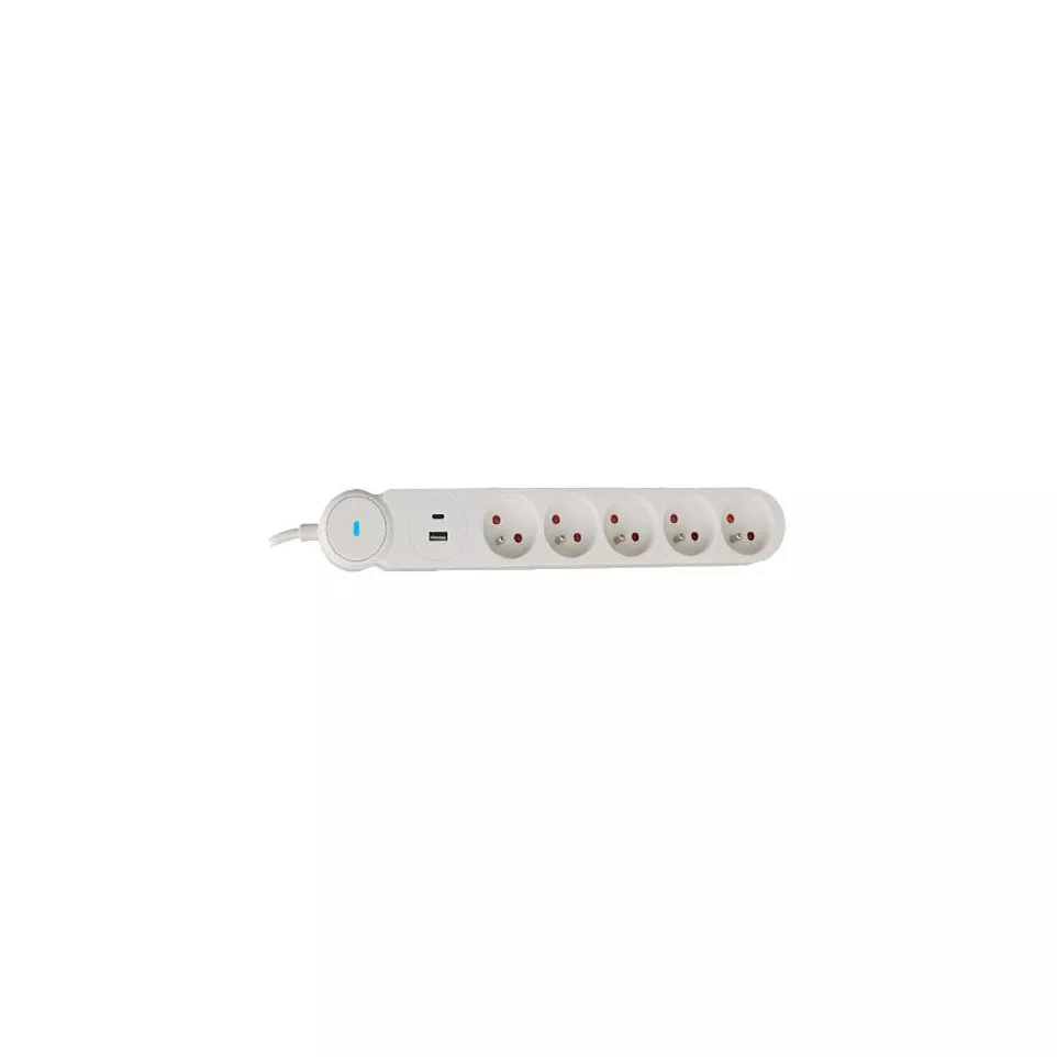 5-punts stekkerdoos wit + schakelaar...