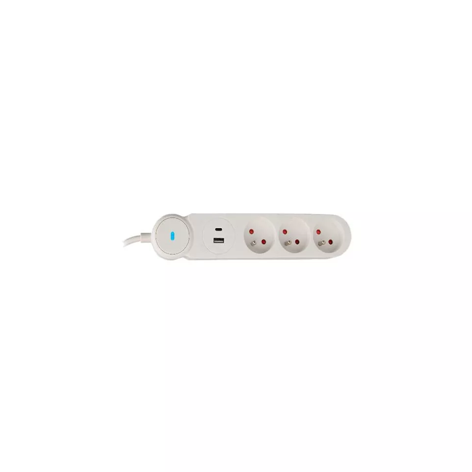 Bloc multiprise 3 x blanc USB-A/C +...