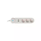 3-punts stekkerdoos wit + schakelaar  USB-A/C ( 1,5 M ) / pce