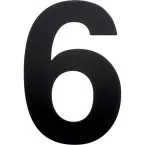 Chiffre plat 155mm noir structuré mat numéro: 6 / pce