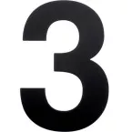 Black Flat Number 3 House Number 155mm Matte Textured Finish per piece