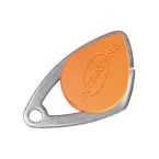 Badge électronique Mifare insert inox gravé orange / pce