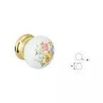 White Spherical Decorative Porcelain Furniture Knob Gold Trim per Piece