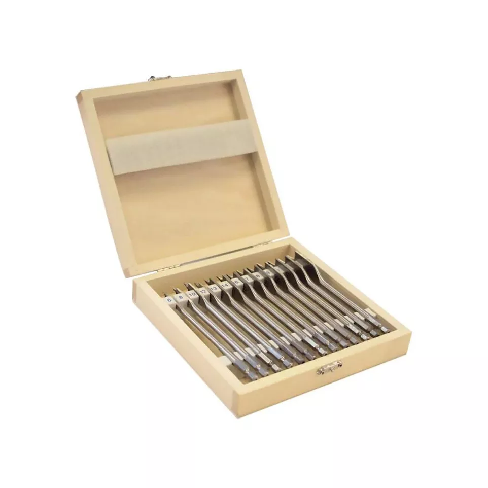 Houten doos met 13 platte houtjes / pce