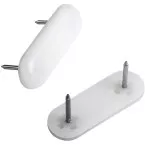 Ovale meubelglijder om te spijkeren 16mm PVC wit / 20pce