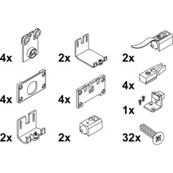 Kit de coulissage et de guidage pour 2 portes épaisseur max.19mm Hawa Combino 35 H MS (Mixslide) max. 35kg par panneaux / PCE