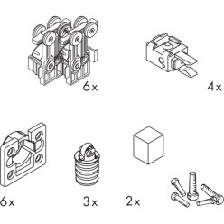Kit de coulissage et de guidage pour 3 portes épaisseur max.19 à 25mm Hawa Clipo 36 H IS (Inslide) max. 36kg par panneaux / PCE