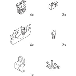 Kit de coulissage et de guidage pour 2 portes épaisseur max.19mm Hawa Clipo 16 H IS (Inslide) max. 16kg par panneaux / PCE