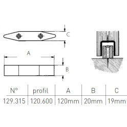 Guide en matière synthétique noir pour coulissant ROB Série 120.000 / pce