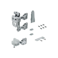 Kit de ferrures 1 porte à 2 vantaux à droite grise WingLine L sans fermeture automatique et avec guidage par le bas, max. 12kg /