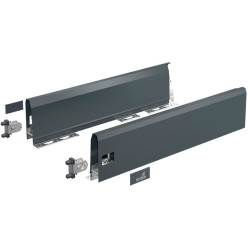 Kit de côtés de tiroir anthracite hauteur 126mm, profondeur 550mm Hettich ArciTech / pce