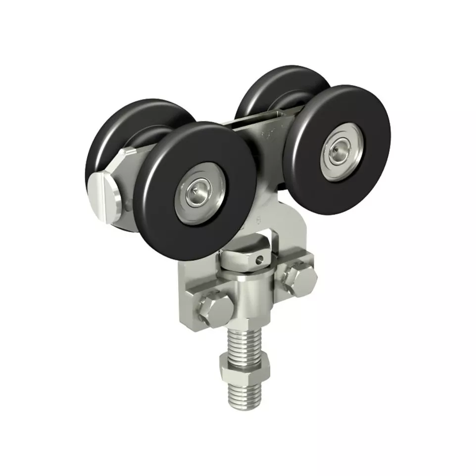 Randgemonteerd zwenkwiel met 4 rollen...