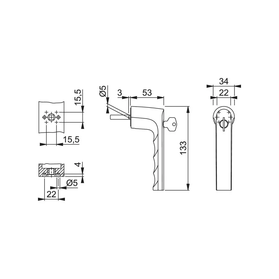 Venstergreep zonder basisplaat Hoppe...