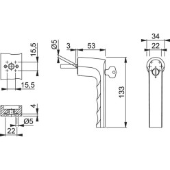 Poignée de fenêtre sans embase Hoppe Kompakt Hambourg à clé 0700RLS 90° 43mm blanc F9016 / pce