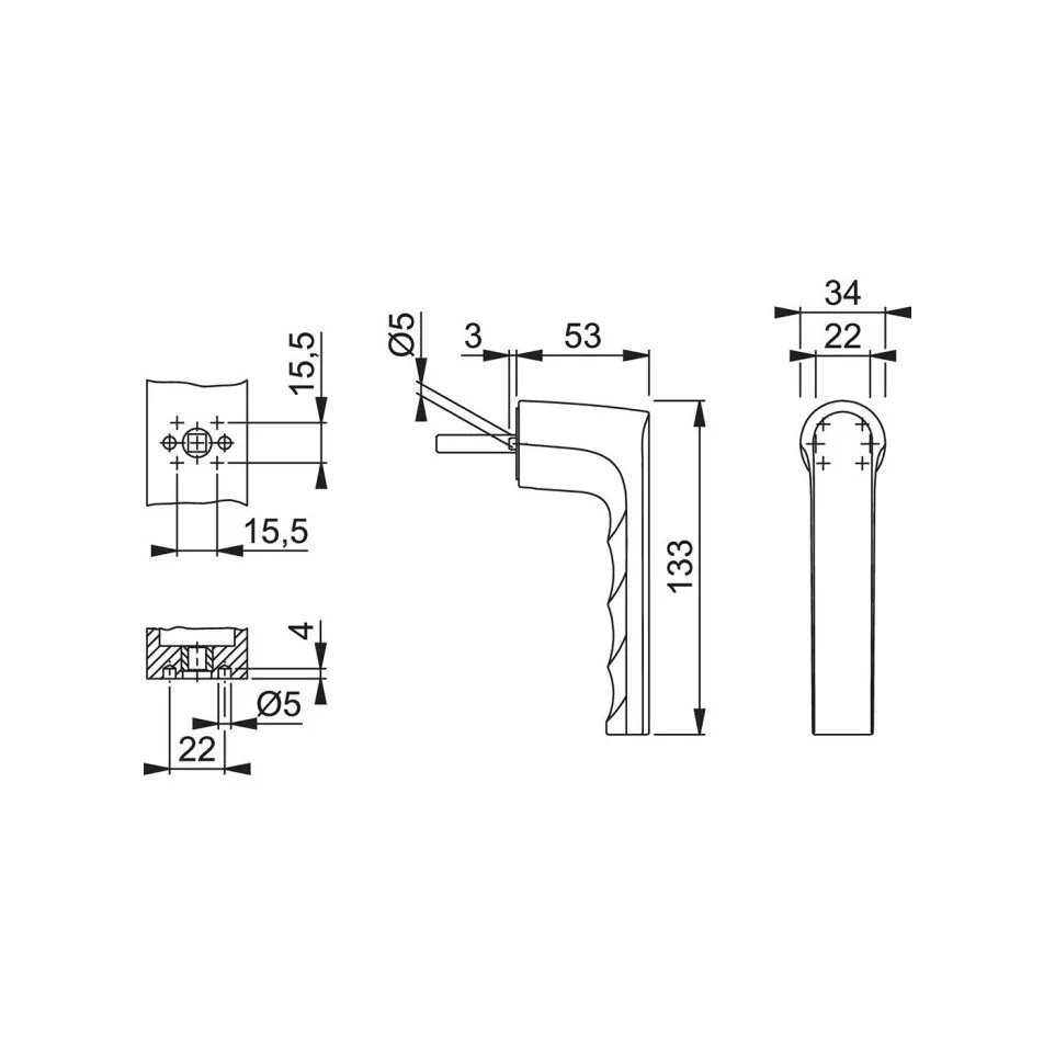 Venstergreep zonder basisplaat Hoppe...