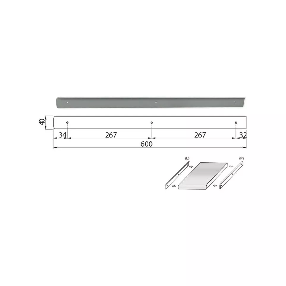 Straight Worktop Edge Profile / pc