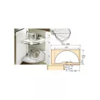 Ferrure rotative d'armoire d'angle avec plateaux tournants en demi-cercle / pce