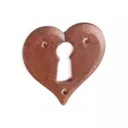 Rusty Iron Heart Keyhole Insert 35mm per Piece