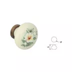 Bouton de meuble en porcelaine sphérique blanc / bronzé / pce