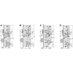 Boîtier central de serrure KFV action par béquille pour le SAV 45 / 92 / pce