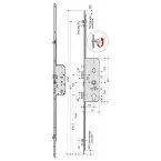 Serrure multipoint modulaire TRIMATIC action béquille à 2 galets ronds entrée 50mm entraxe 70mm longueur 2400mm / pce