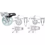 Roulette de meuble transparente + freins SHIFT Ø50 30kg / pce