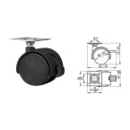 Twin Plastic Caster Wheel with Brake per piece