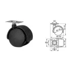 Twin Plastic Furniture Caster / pc