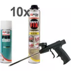 Kit 10 polyurethaanlijm RECTAVIT EASY FIX 750ml + 1 pistool + 1 reiniger / pce
