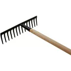 Hark met gebogen tanden met houten steel / pce