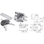 Serrure carrée nickelée à...