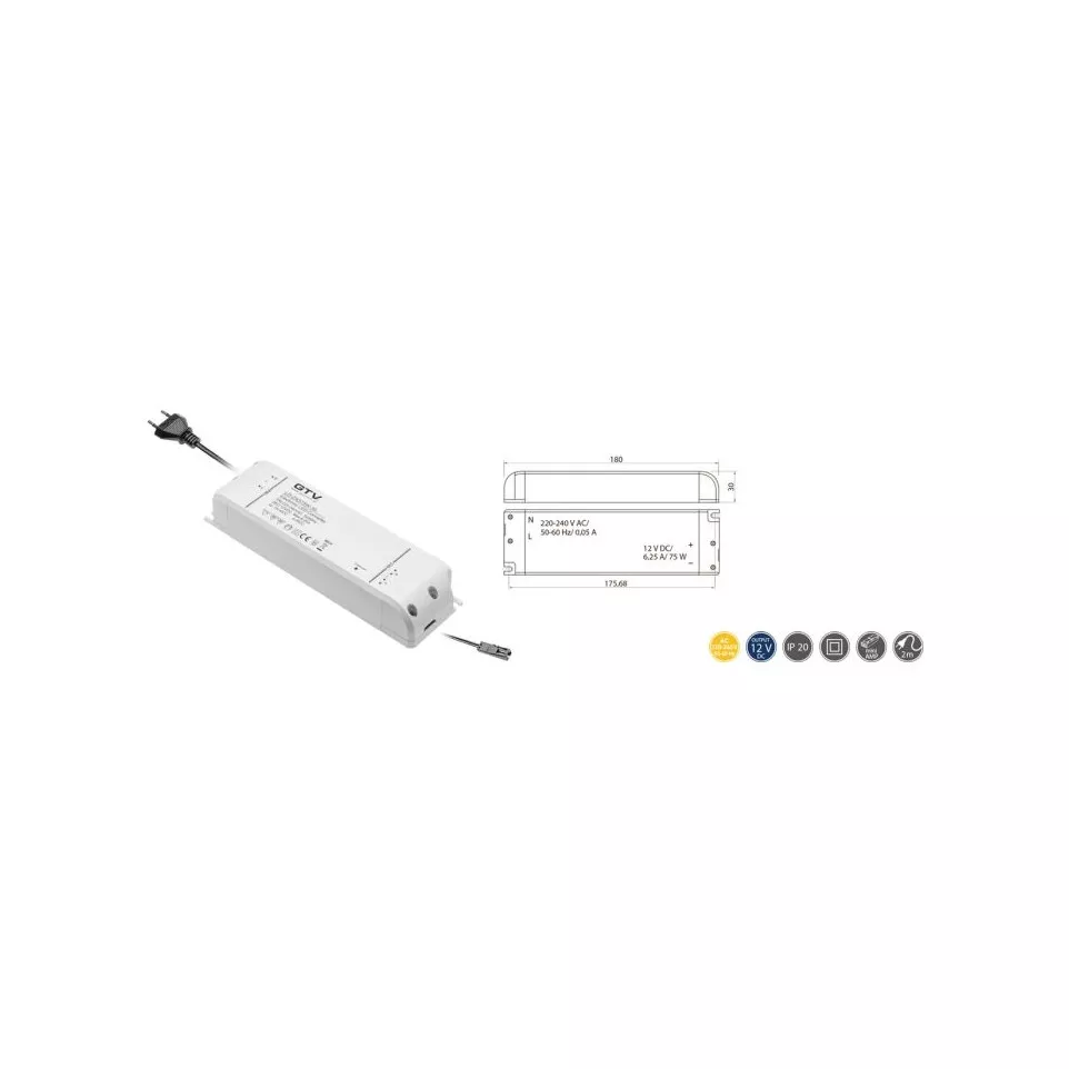 LED transformator 75 W voorbekabeld +...