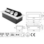 Rectangular Multimedia Pop-Up Socket per piece