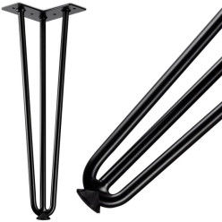 Black Lacquered Industrial Design Hairpin Table Legs Smooth Finish Height 406mm Set of 4