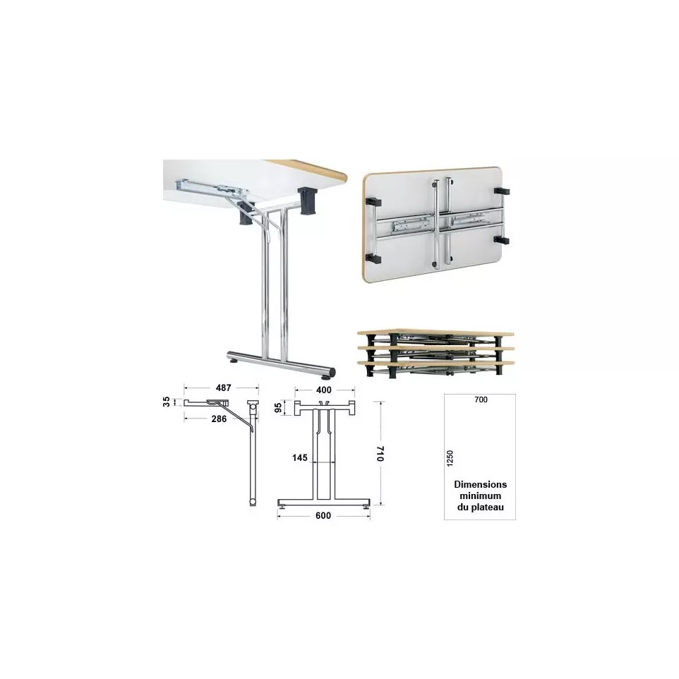 Pied de table pliable rond n° 75 / 2pce