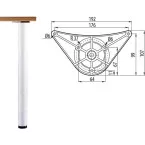Set of 4 Round 25R Table Legs Ø60mm Black Textured Height 710mm per piece