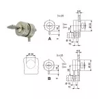 Greepslot voor vitrine met 16mm spindel voor opliggende deur / pce