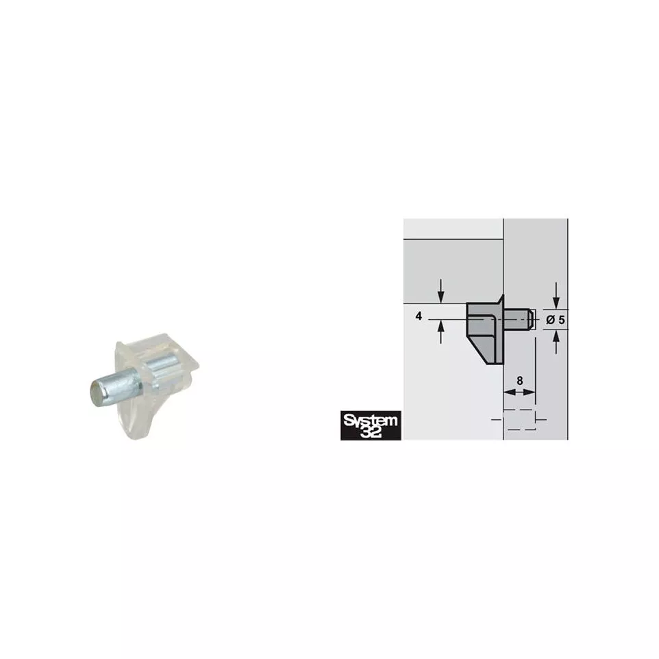 Taquet de tablette 5mm / pce