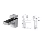 Rectangular Clamp Bracket for Shelf Thickness 0 to 45mm Chrome / pc