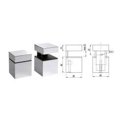 Square Clamp Bracket for Shelf 0 to 22mm Stainless Steel Look / pc