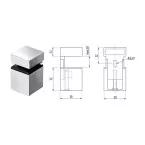 Vierkante beugel met klem voor 0-20mm plank RVS look / pce