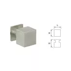Kube Square Brushed Solid Stainless Steel Knob with Base 25x25mm per piece