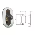 Poignée tire-doigt à encastrer 52x29mm pour porte coulissante chrome mat / pce