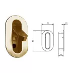 Recessed Finger Pull Handle 52x29mm for Sliding Door Brass / pc