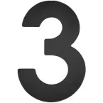 Flat Black Number \"3\" 120mm per piece