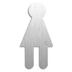 Zelfklevend pictogram \"dames\" van roestvrij staal, hoogte 120 mm, dikte 1,5 mm / pce