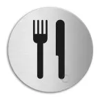 Stainless Steel Self-Adhesive Canteen Pictogram Ø100mm Thickness 1mm per piece