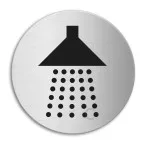 Self-Adhesive Stainless Steel Shower Pictogram Ø100mm Thickness 1mm per piece